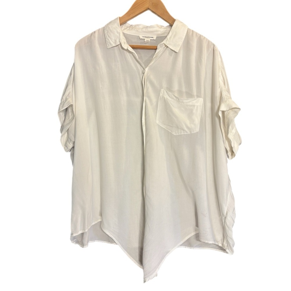 BeachLunchLounge tie front oversized short sleeve lightweight button up